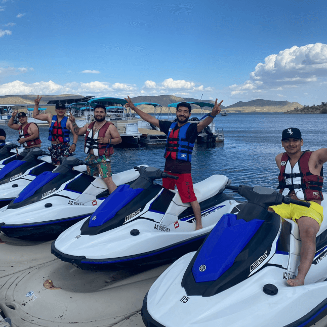 Group renting jet skis